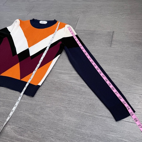 Mulberry England Silk Cotton Knit Sweater S Geometric Chevron Italy Luxury - Picture 13 of 13